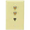 Perfect Vision Ivory Wall Plate with Dual HF Coaxial F-81 and Phone Jack